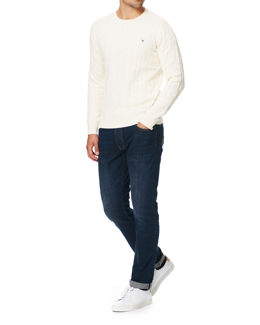 Herren | Pullover | GANT | Cotton Cable Crew Neck Pullover Creem