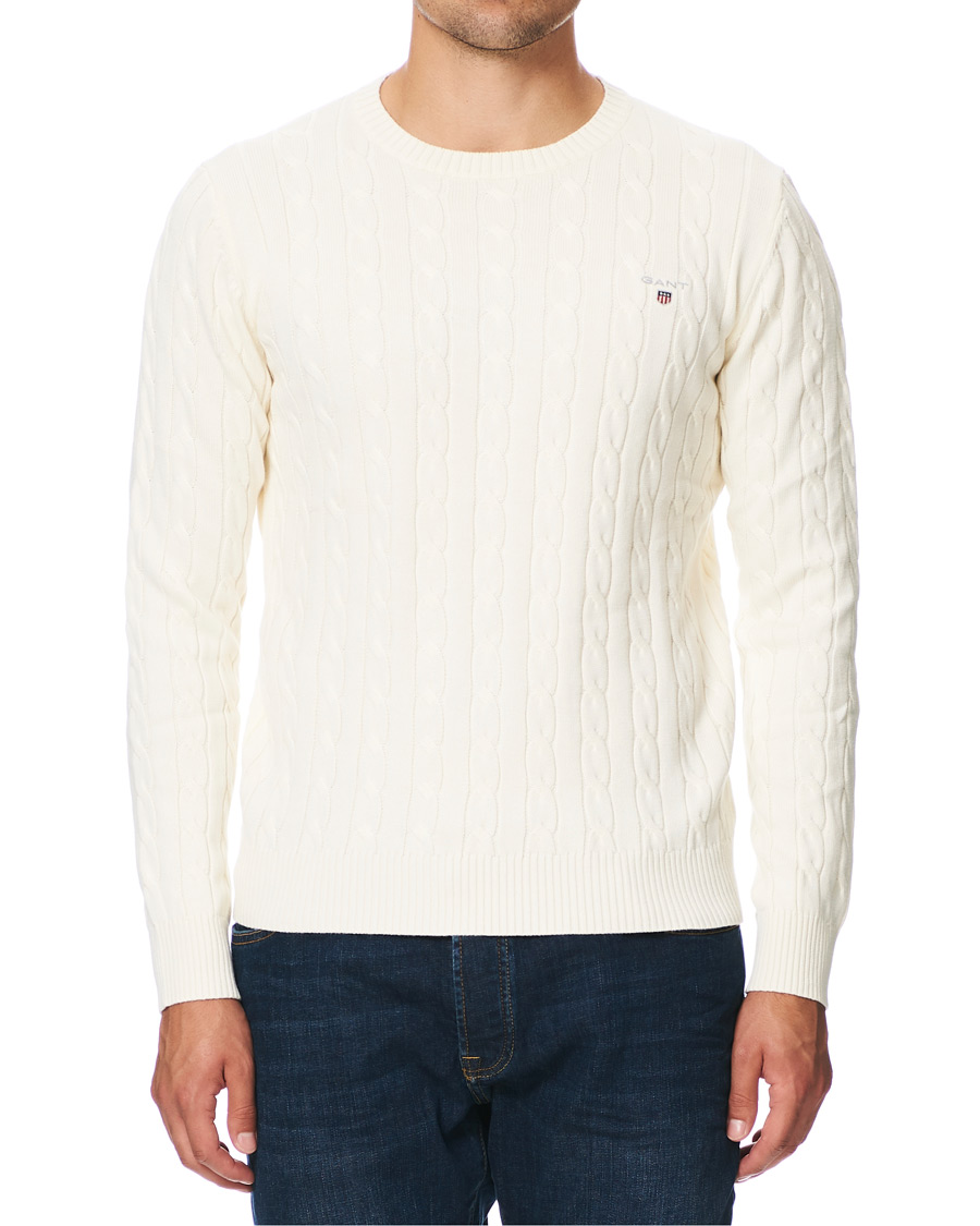 Herren | Pullover | GANT | Cotton Cable Crew Neck Pullover Creem