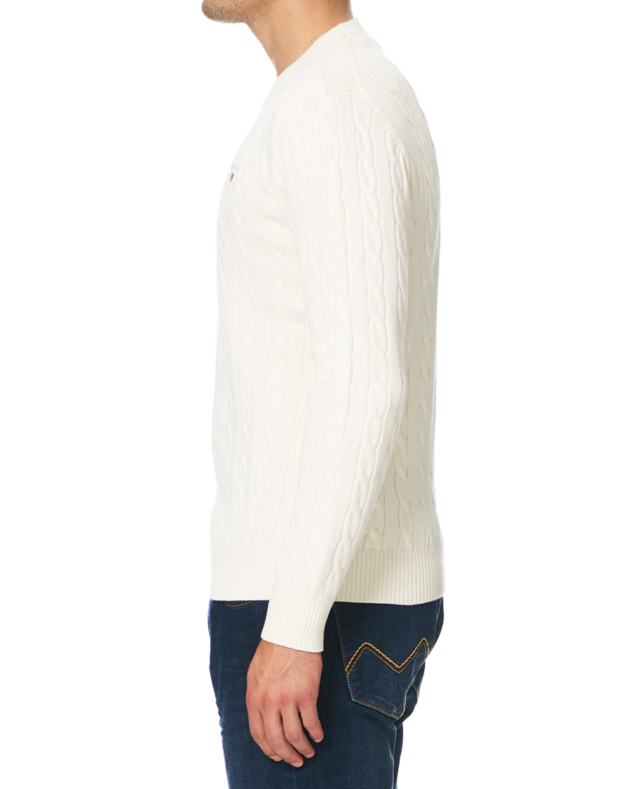 Herren | Pullover | GANT | Cotton Cable Crew Neck Pullover Creem