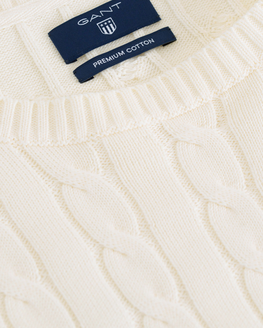 Herren | Pullover | GANT | Cotton Cable Crew Neck Pullover Creem