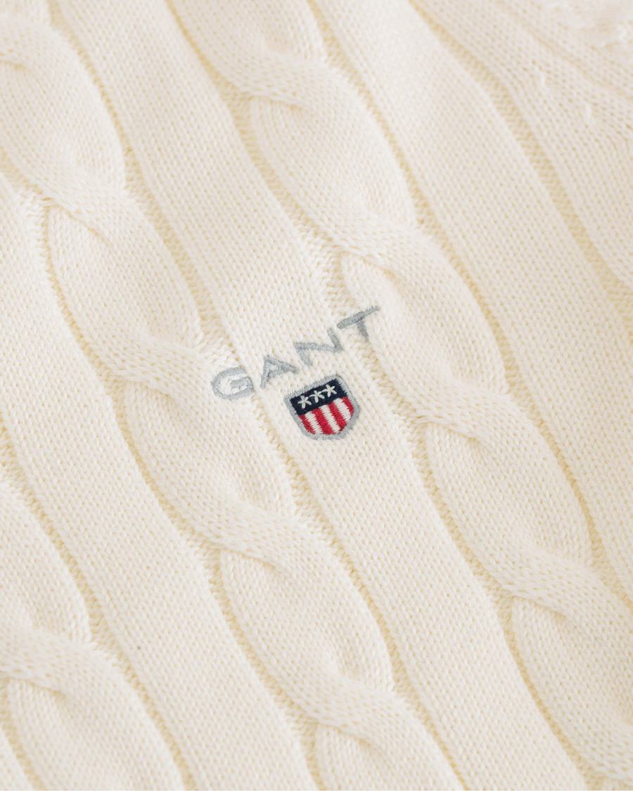 Herren | Pullover | GANT | Cotton Cable Crew Neck Pullover Creem