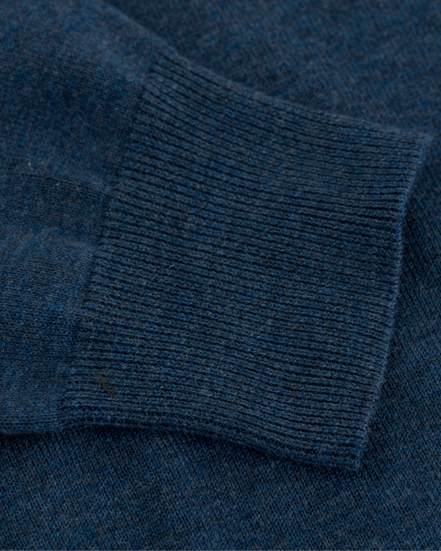 Herren | Pullover | Hackett | Cotton/Silk Half Zip Dark Denim Blue