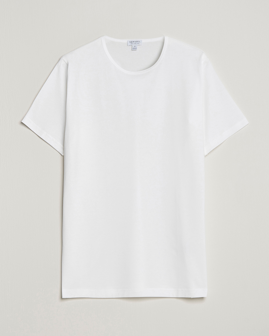 Herren | Kurzarm T-Shirt | Sunspel | Superfine Cotton Crew Neck White