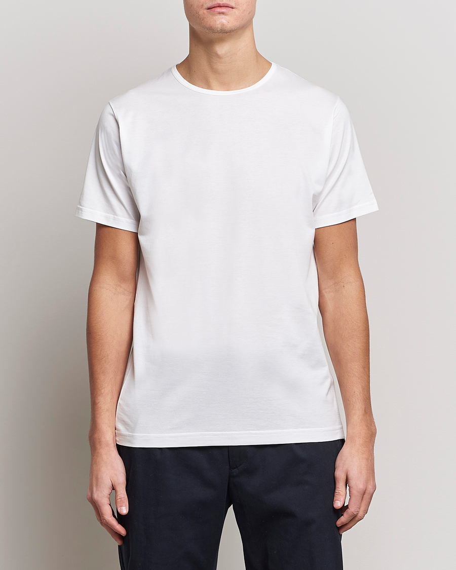Herren | Kurzarm T-Shirt | Sunspel | Superfine Cotton Crew Neck White