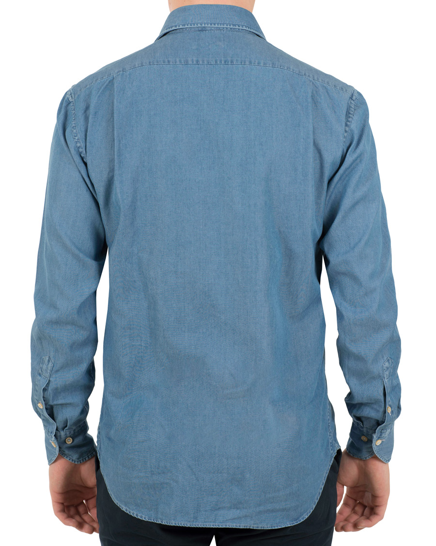 Herren | Hemden | Stenströms | Fitted Body Garment Washed Shirt Light Denim