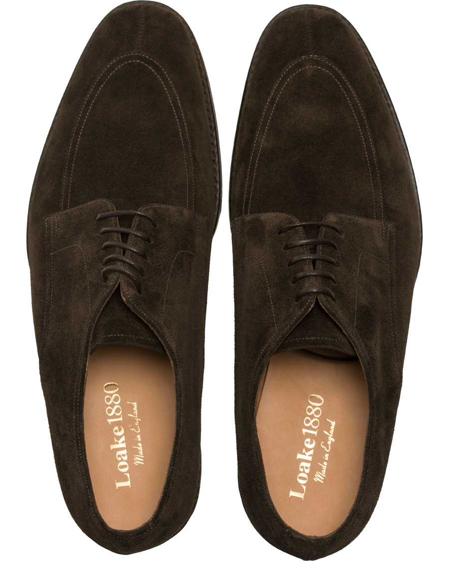 Herren | Loake 1880 Ealing Derby Split Toe Dark Brown Suede | Loake 1880 | Ealing Derby Split Toe Dark Brown Suede
