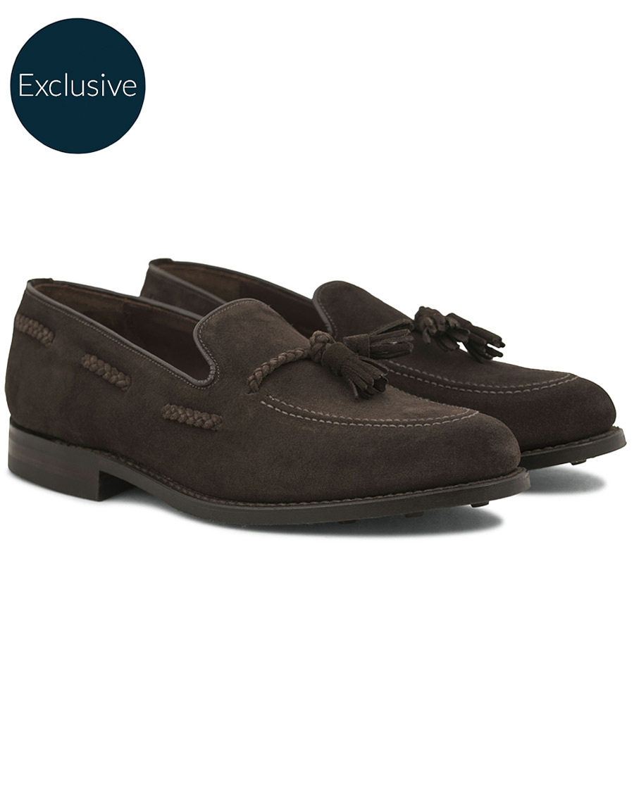 Herren | Loake 1880 MTO Temple Dainite Loafer Dark Brown Suede | Loake 1880 | MTO Temple Dainite Loafer Dark Brown Suede