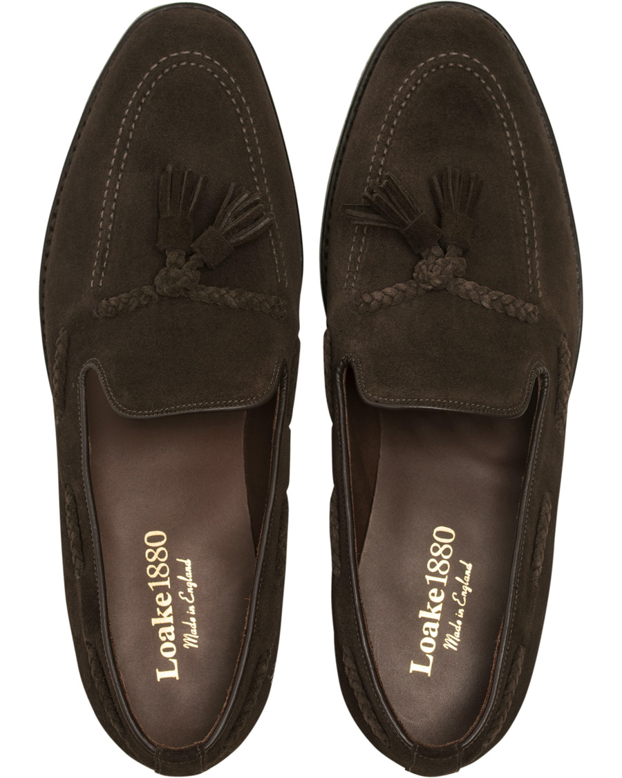 Herren | Loake 1880 MTO Temple Dainite Loafer Dark Brown Suede | Loake 1880 | MTO Temple Dainite Loafer Dark Brown Suede