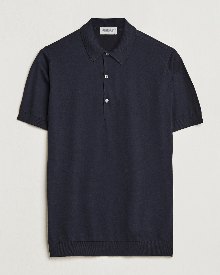 Herren | Poloshirts | John Smedley | Adrian Slim Fit Sea Island Polo Navy