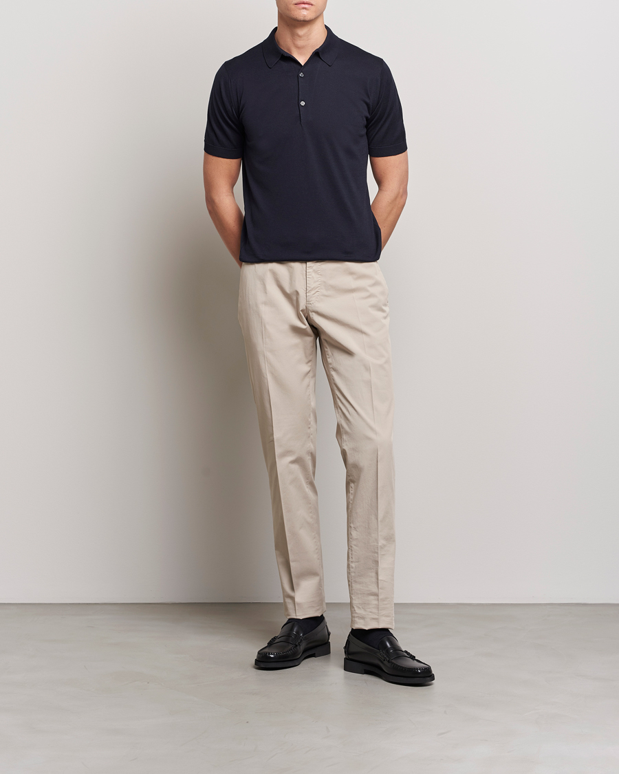 Herren | Poloshirts | John Smedley | Adrian Slim Fit Sea Island Polo Navy