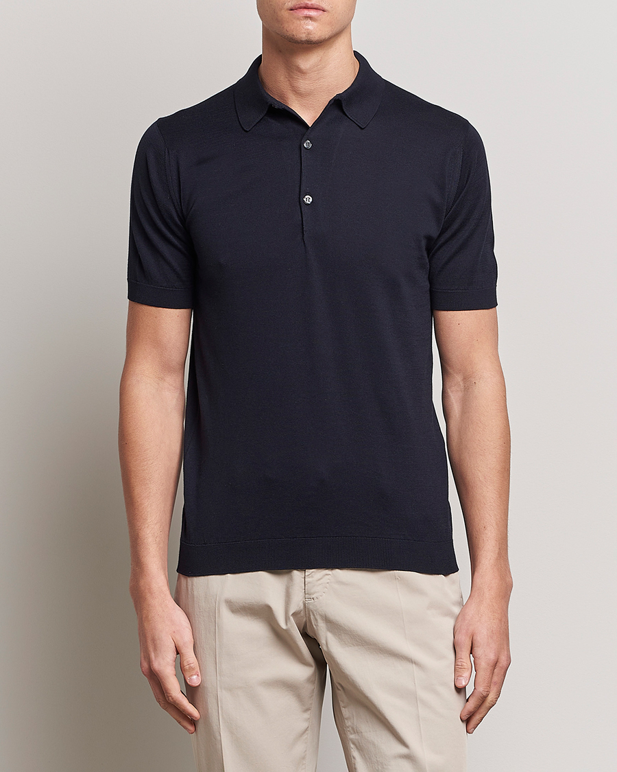 Herren | Poloshirts | John Smedley | Adrian Slim Fit Sea Island Polo Navy