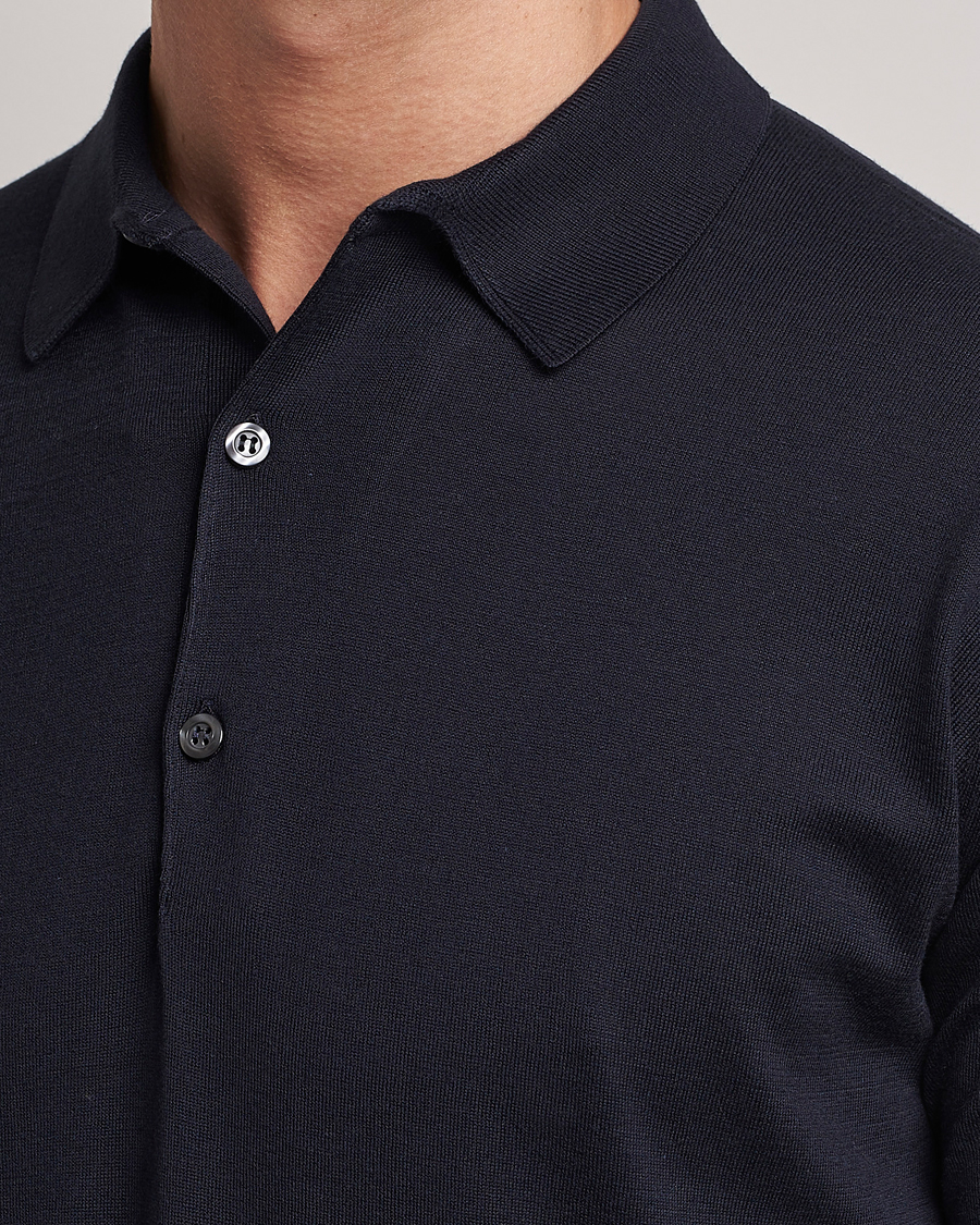 Herren | Poloshirts | John Smedley | Adrian Slim Fit Sea Island Polo Navy