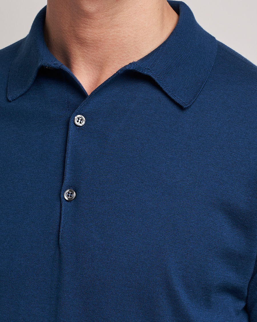 Herren | Poloshirts | John Smedley | Adrian Slim Fit Sea Island Polo Indigo