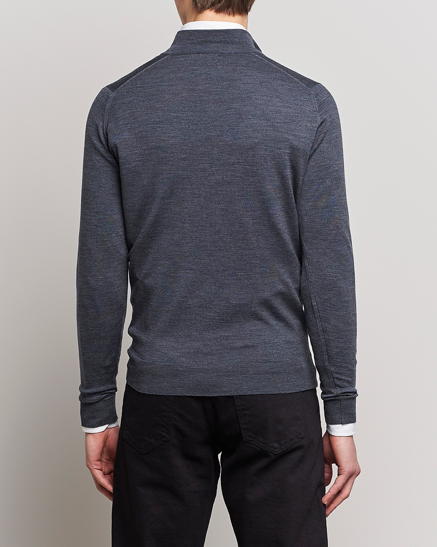 Herren | Pullover | John Smedley | Barrow Extra Fine Merino Half Zip Charcoal