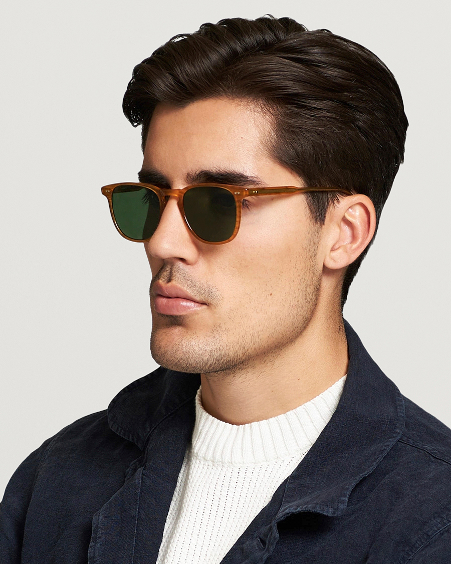 Herren | Gebogene Sonnenbrillen | Garrett Leight | Brooks 47 Sunglasses Butterscotch/Green Polarized