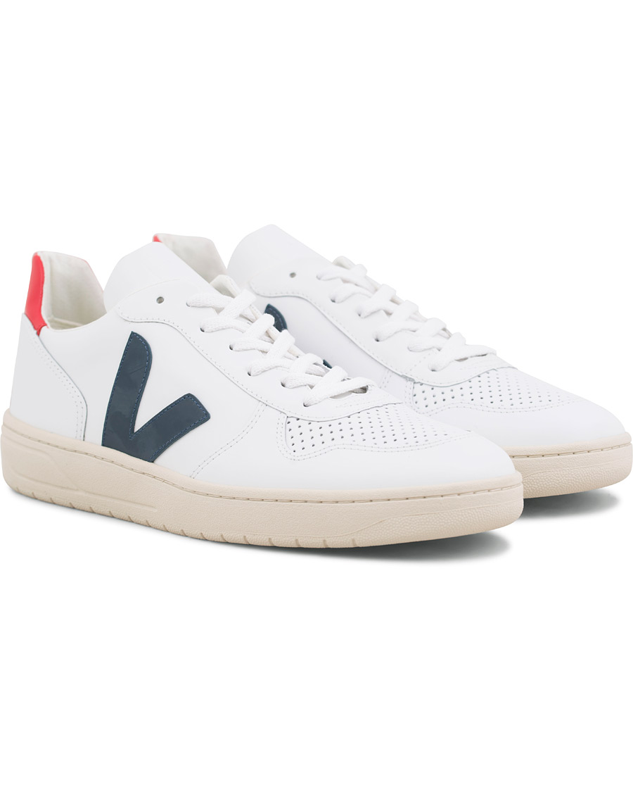 Herren | Veja V-10 Leather Sneaker Extra White/Nautico Pekin | Veja | V-10 Leather Sneaker Extra White/Nautico Pekin