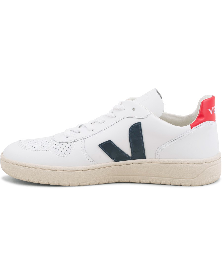 Herren | Veja V-10 Leather Sneaker Extra White/Nautico Pekin | Veja | V-10 Leather Sneaker Extra White/Nautico Pekin