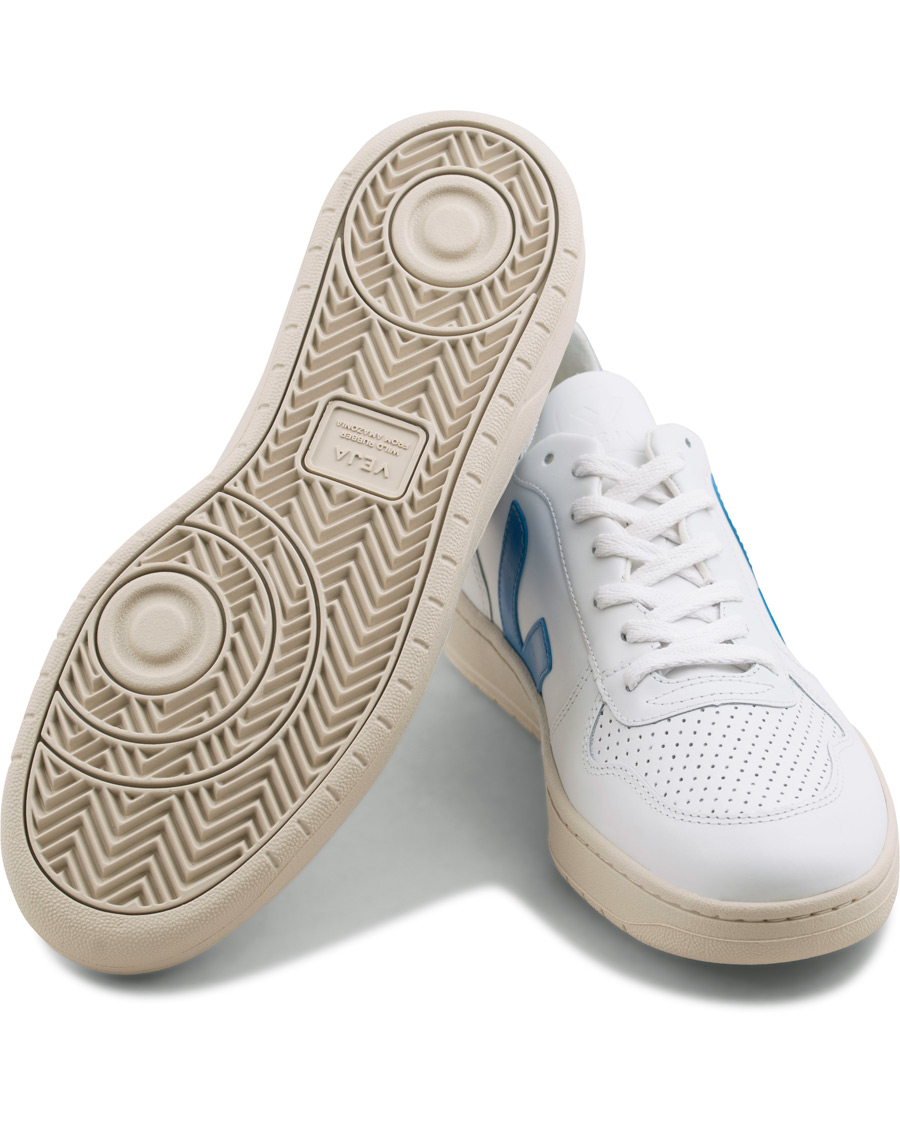 Herren | Veja V-10 Leather Sneaker Extra White/Swedish Blue | Veja | V-10 Leather Sneaker Extra White/Swedish Blue