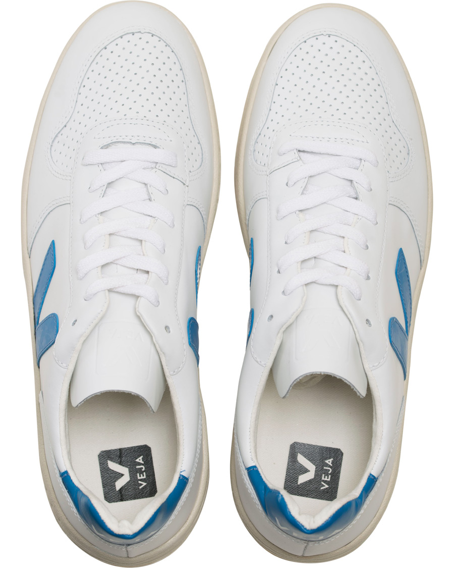 Herren | Veja V-10 Leather Sneaker Extra White/Swedish Blue | Veja | V-10 Leather Sneaker Extra White/Swedish Blue