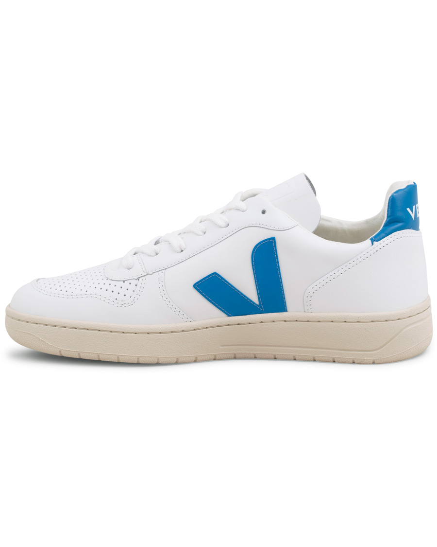 Herren | Veja V-10 Leather Sneaker Extra White/Swedish Blue | Veja | V-10 Leather Sneaker Extra White/Swedish Blue