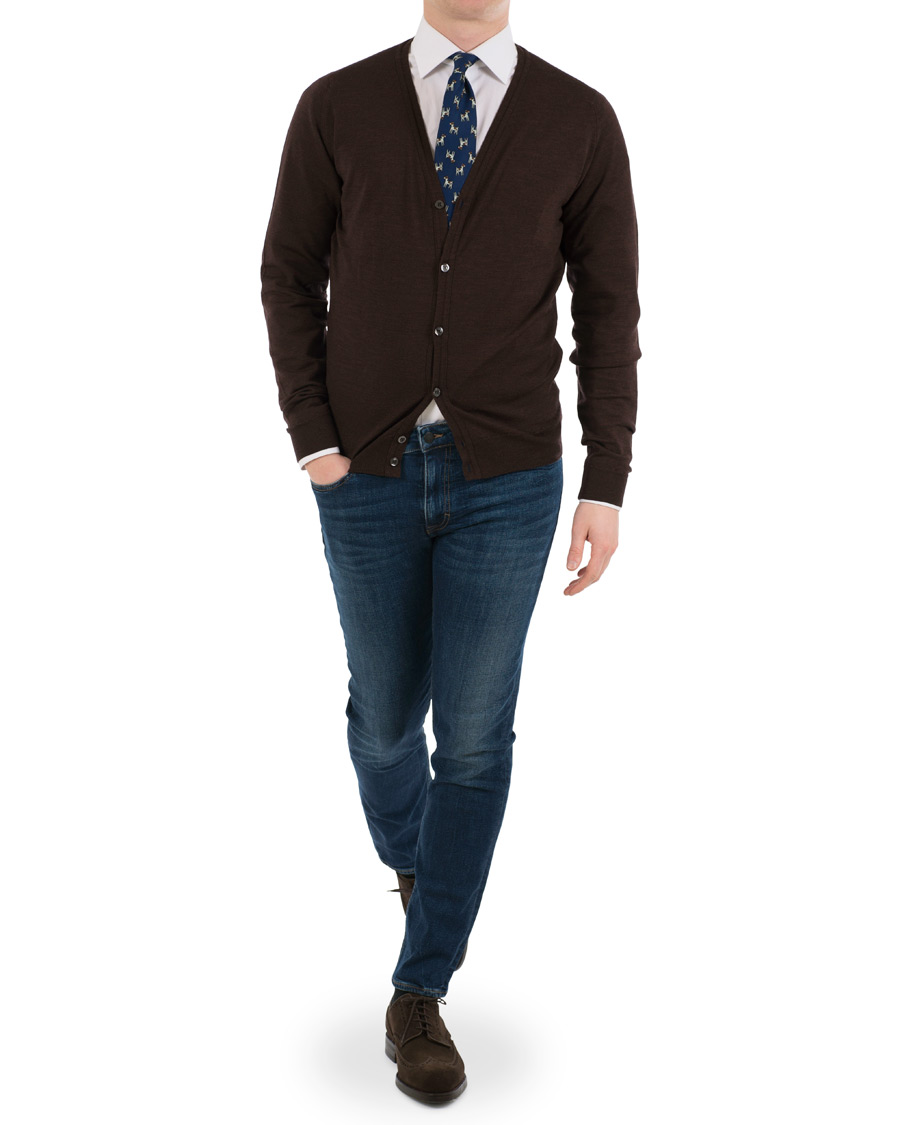 Herren | Pullover | John Smedley | Petworth Merino Cardigan Chestnut