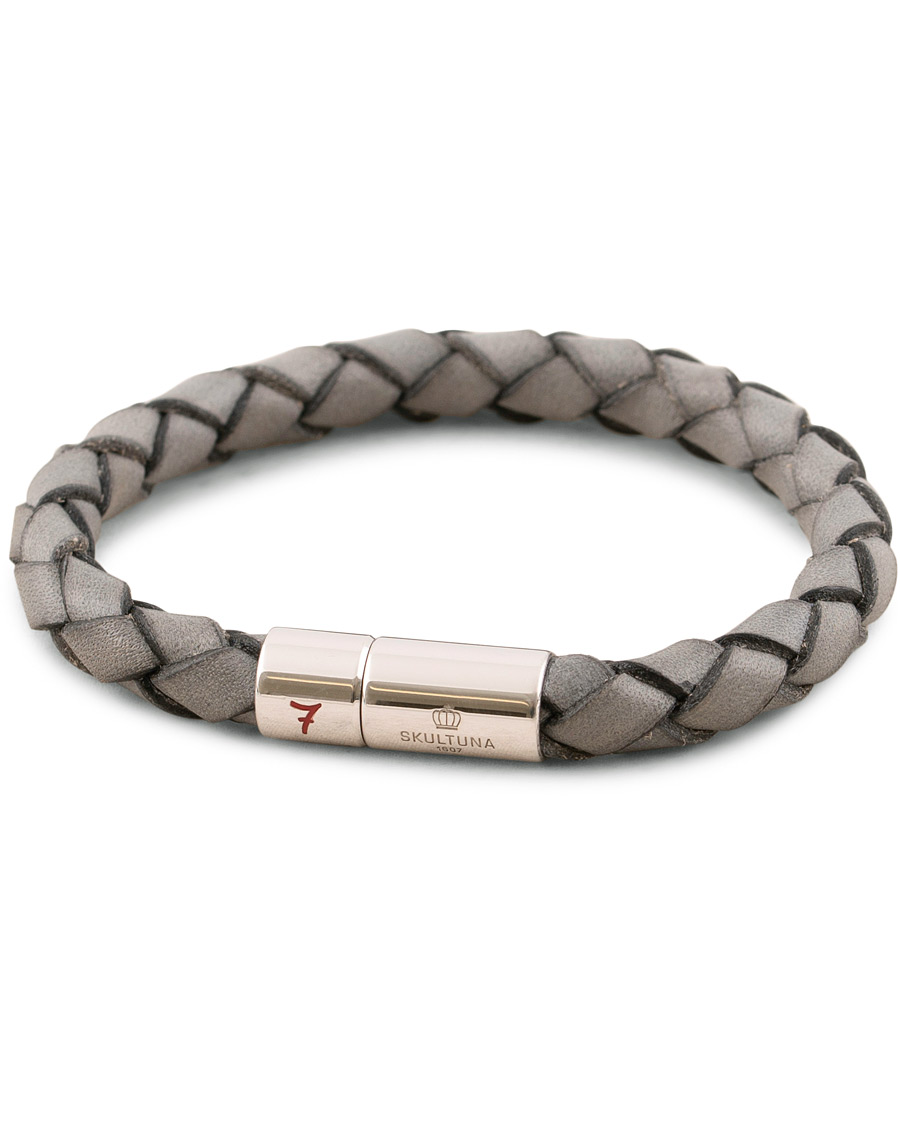 Herren | Skultuna Leather Bracelet Plaited 7 by Lino Ieluzzi Grey | Skultuna | Leather Bracelet Plaited 7 by Lino Ieluzzi Grey