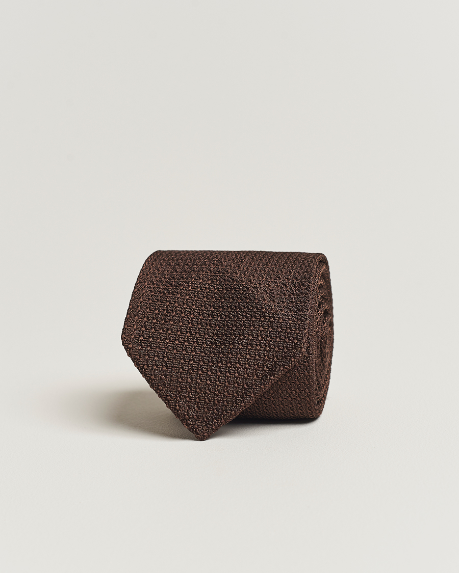 Herren | Krawatten | Drake's | Silk Grenadine Handrolled 8 cm Tie Brown