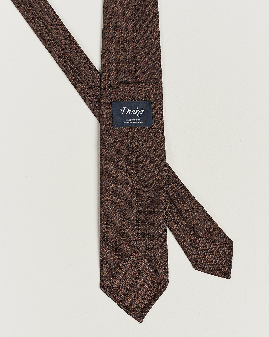 Herren | Krawatten | Drake's | Silk Grenadine Handrolled 8 cm Tie Brown