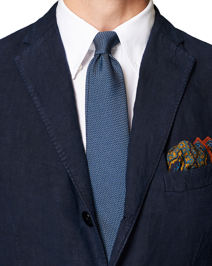 Herren | Drake's Silk Grenadine Handrolled 8 cm Tie Petrol Blue | Drake's | Silk Grenadine Handrolled 8 cm Tie Petrol Blue