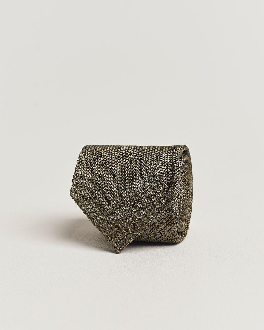 Herren | Drake's Silk Grenadine Handrolled 8 cm Tie Khaki | Drake's | Silk Grenadine Handrolled 8 cm Tie Khaki