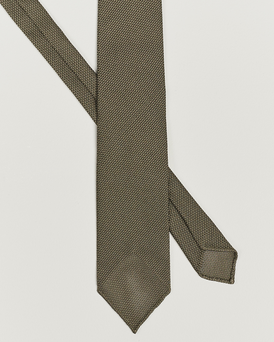 Herren |  | Drake's | Silk Grenadine Handrolled 8 cm Tie Khaki