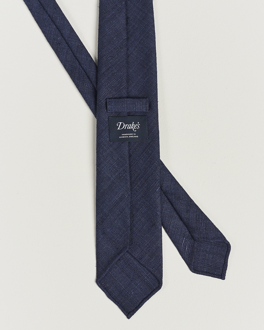 Herren |  | Drake's | Tussah Silk Handrolled 8 cm Tie Navy
