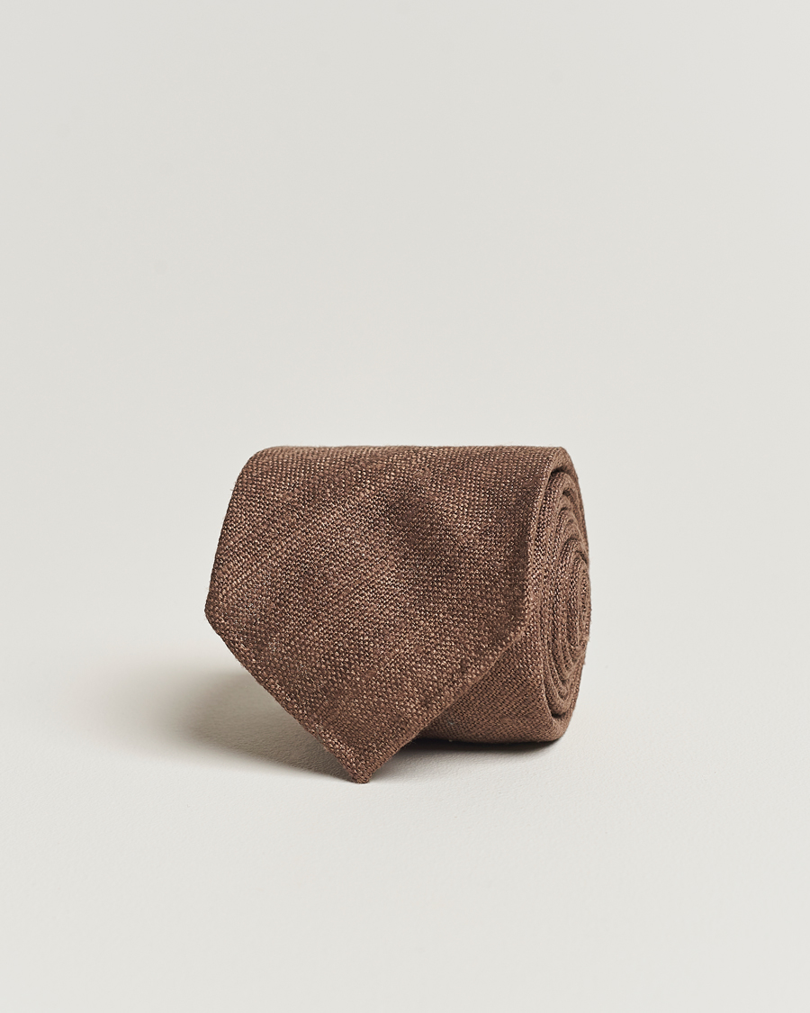 Herren |  | Drake's | Tussah Silk Handrolled 8 cm Tie Brown