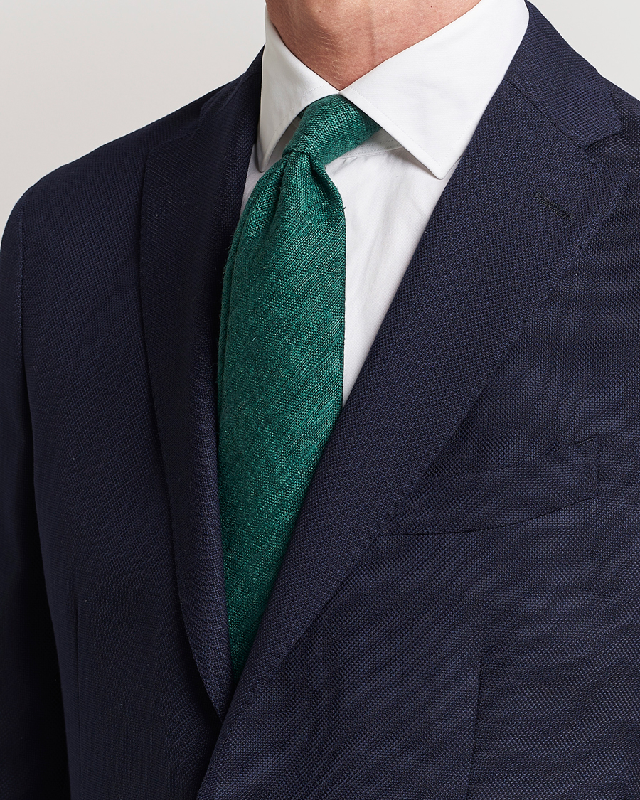 Herren | Krawatten | Drake's | Silk Tussah Handrolled Tie Green