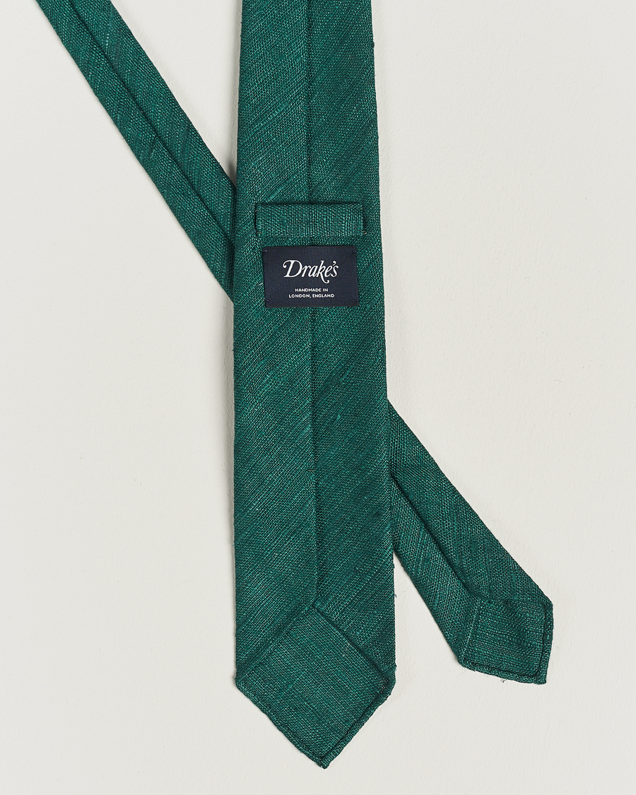 Herren | Krawatten | Drake's | Silk Tussah Handrolled Tie Green
