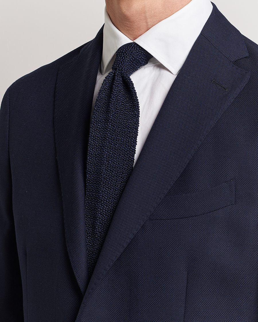 Herre | Drake's | Drake\'s | Knitted Silk 6.5 cm Tie Navy