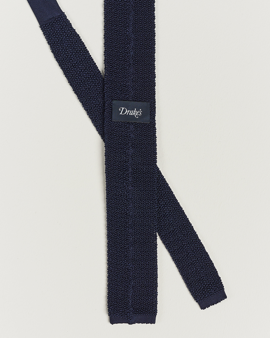 Herren | Krawatten | Drake's | Knitted Silk 6.5 cm Tie Navy
