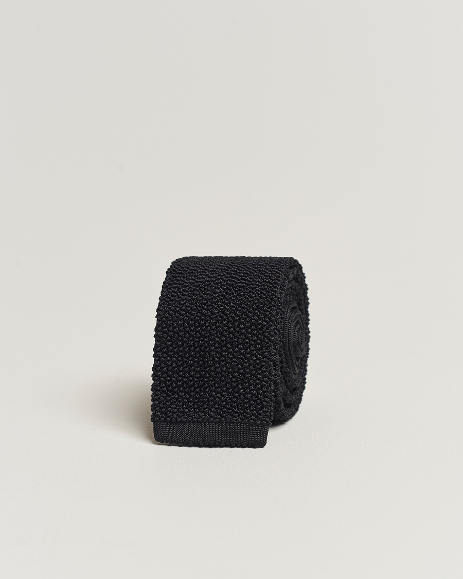 Herren | Drake's Knitted Silk 6.5 cm Tie Black | Drake's | Knitted Silk 6.5 cm Tie Black