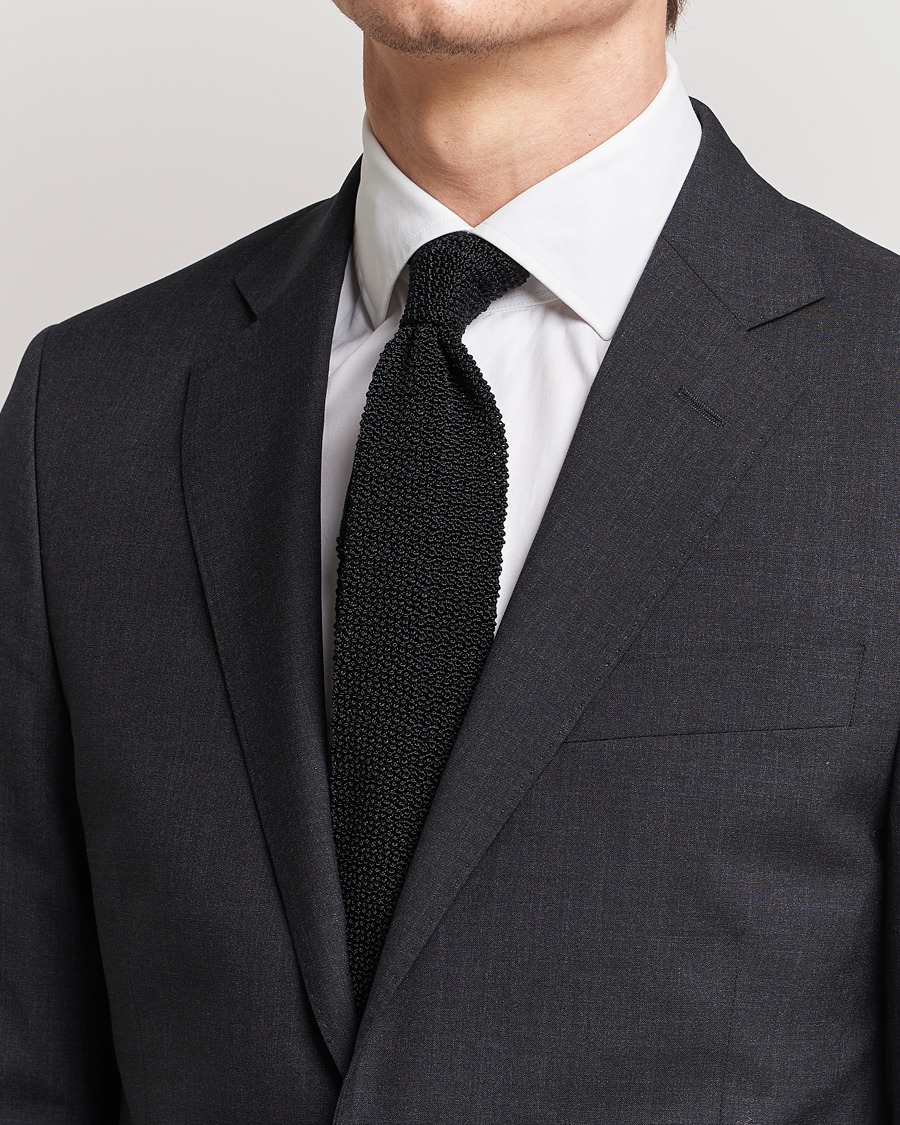 Herren |  | Drake's | Knitted Silk 6.5 cm Tie Black
