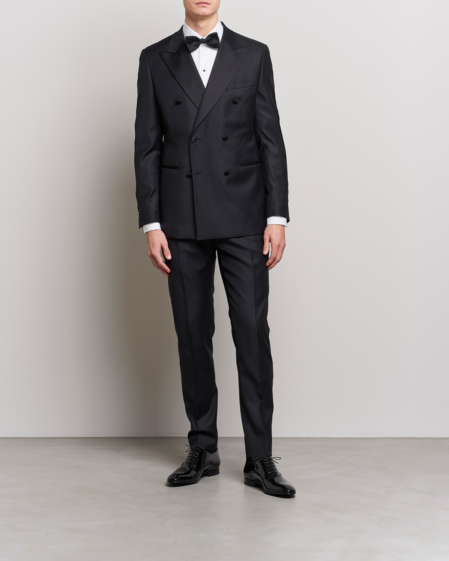 Herren | Black Tie | Eton | Custom Fit Tuxedo Shirt Black Ribbon White