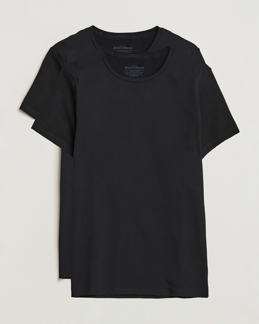 Herren | T-Shirts | Bread & Boxers | 2-Pack Crew Neck Tee Black