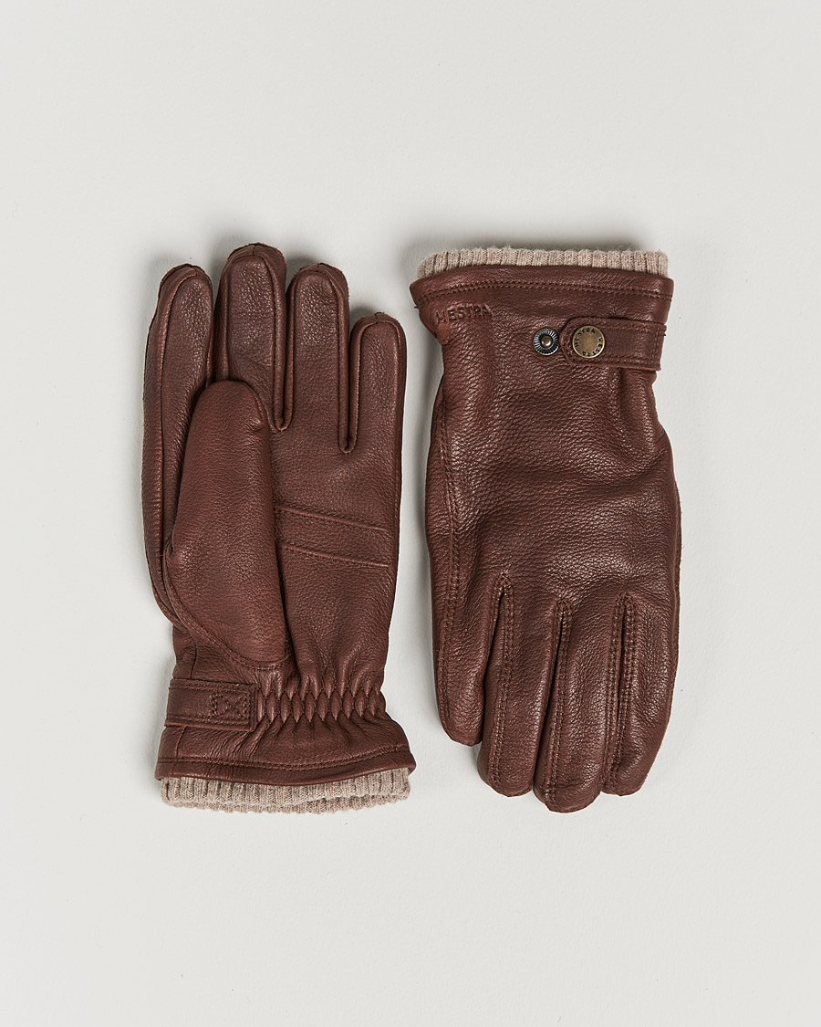 Herren | Handschuhe | Hestra | Utsjö Fleece Lined Buckle Elkskin Glove Chestnut
