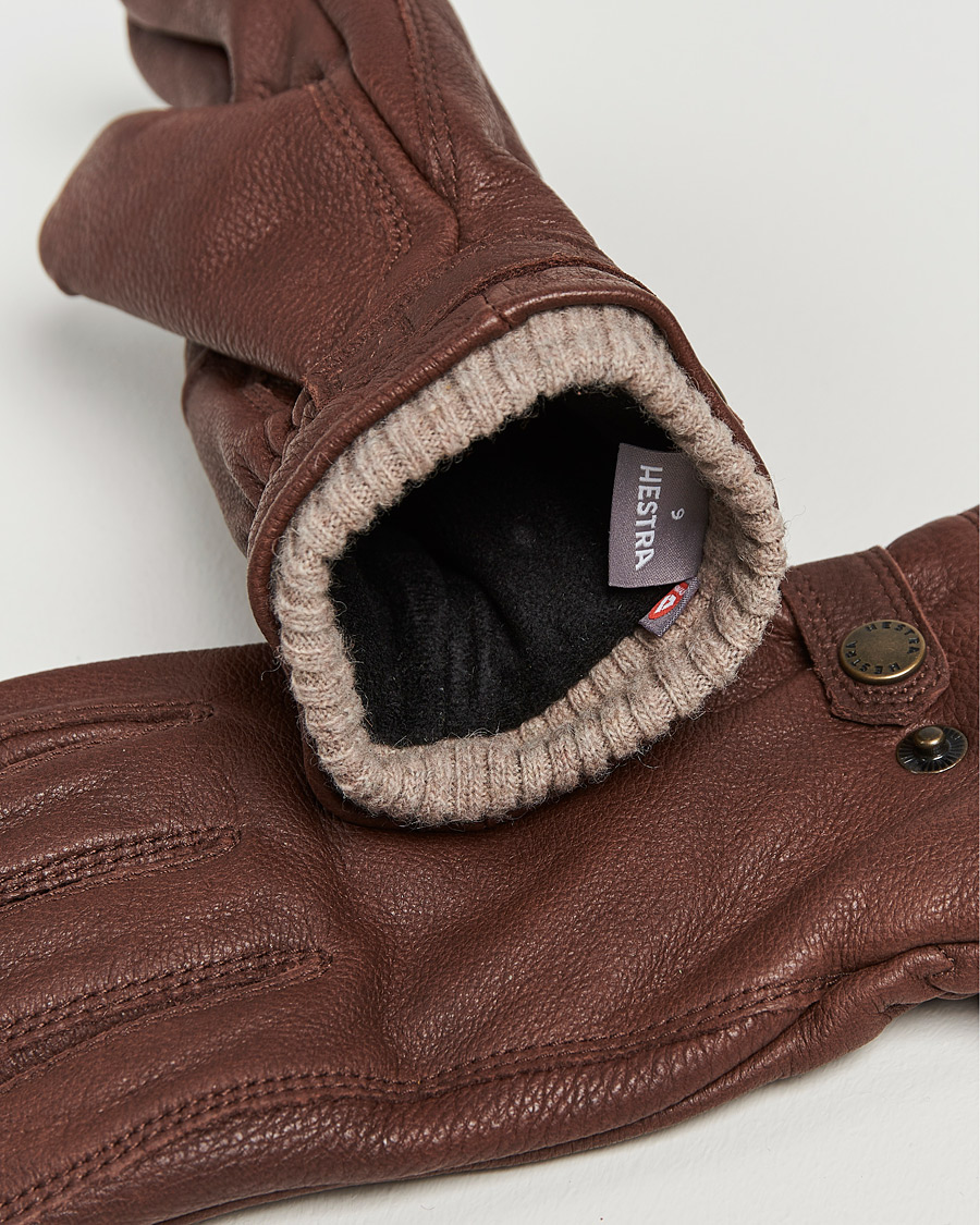 Herren | Handschuhe | Hestra | Utsjö Fleece Lined Buckle Elkskin Glove Chestnut