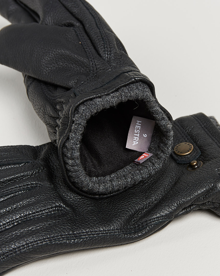 Herren | Handschuhe | Hestra | Utsjö Fleece Lined Buckle Elkskin Glove Black