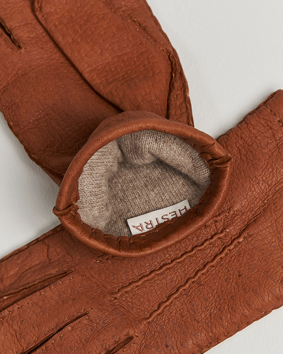 Herr |  | Hestra | Peccary Handsewn Cashmere Glove Cork