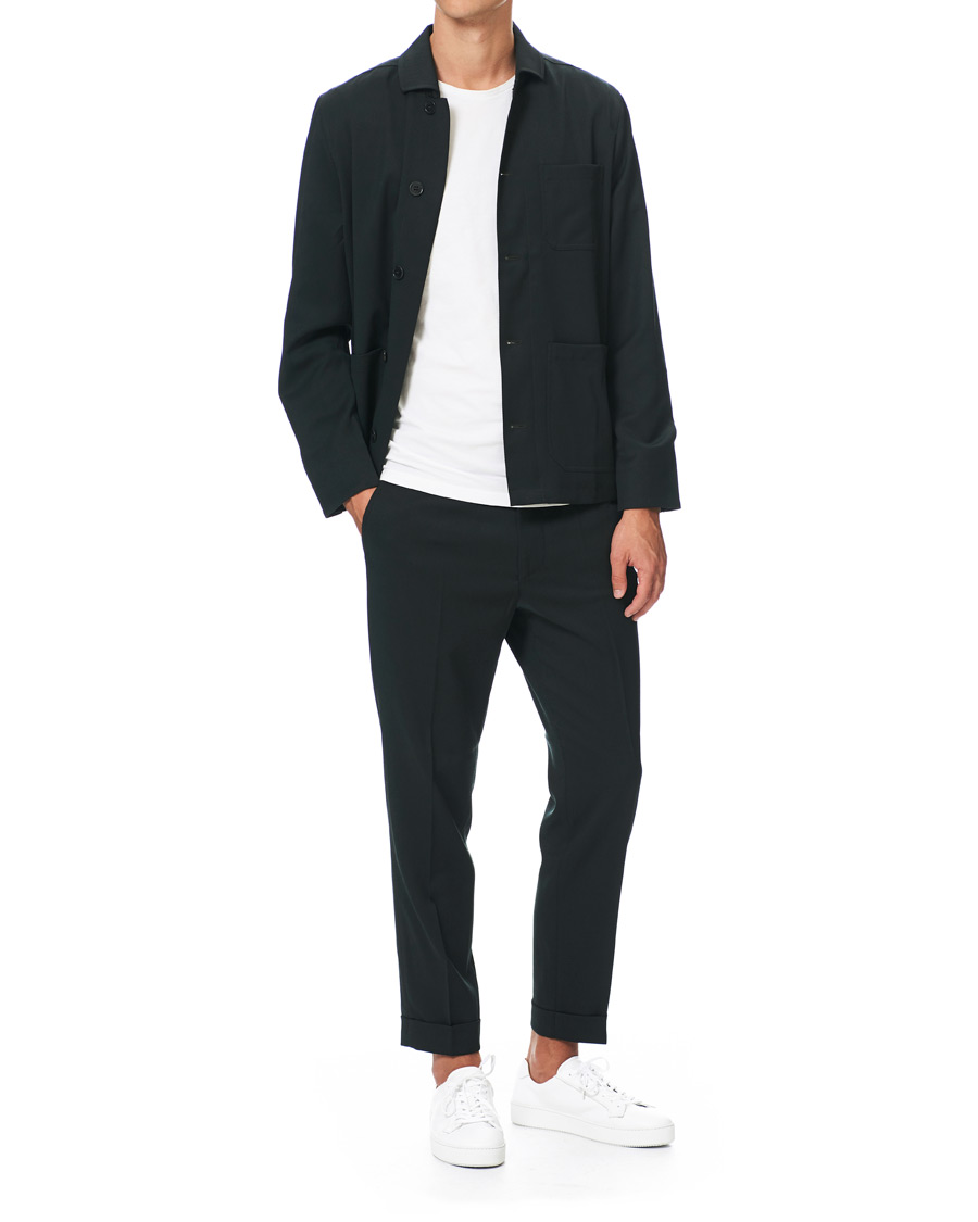 Herren | Hosen | Filippa K | Terry Gabardine Cropped Turn Up Trousers Dark Spruce
