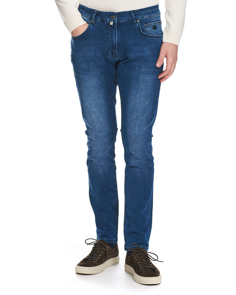 Herren | Jeans | Morris | Steve Satin Stretch Jeans Blue