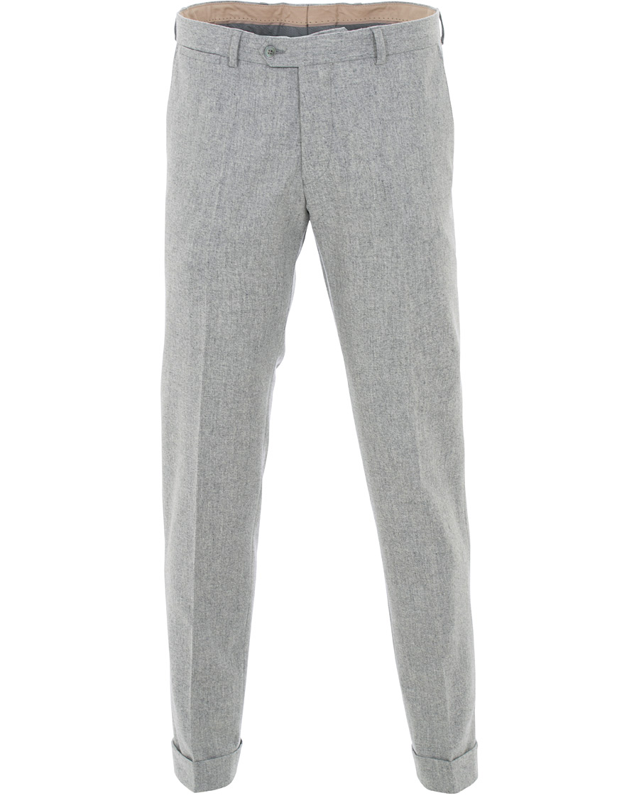 Herren | Hosen | Oscar Jacobson | Dean Turn Up Flannel Trousers Light Grey