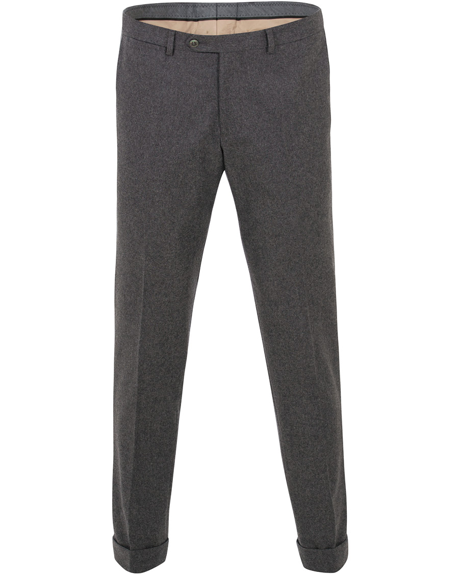 Herren | Hosen | Oscar Jacobson | Dean Turn Up Flannel Trousers Dark Grey
