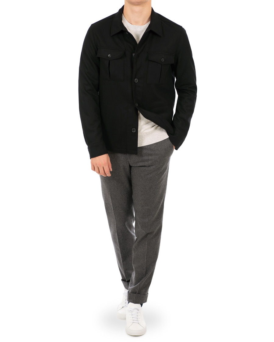 Herren | Hosen | Oscar Jacobson | Dean Turn Up Flannel Trousers Dark Grey